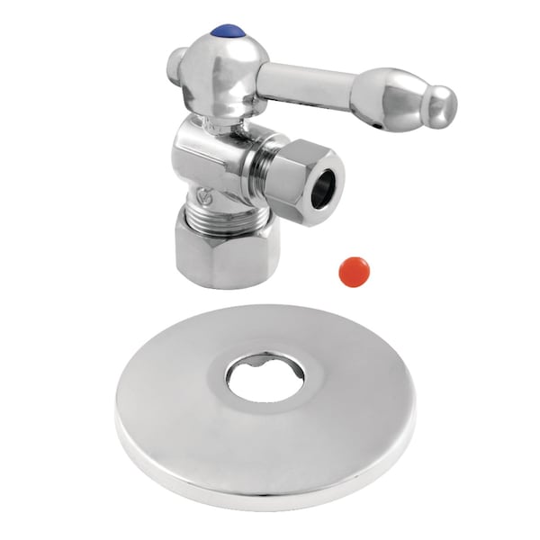 Kingston Brass CC53301KLK 5/8-Inch X 3/8-Inch OD Comp Quarter-Turn Angle Stop Valve with Flange, Polished Chrome CC53301KLK - main